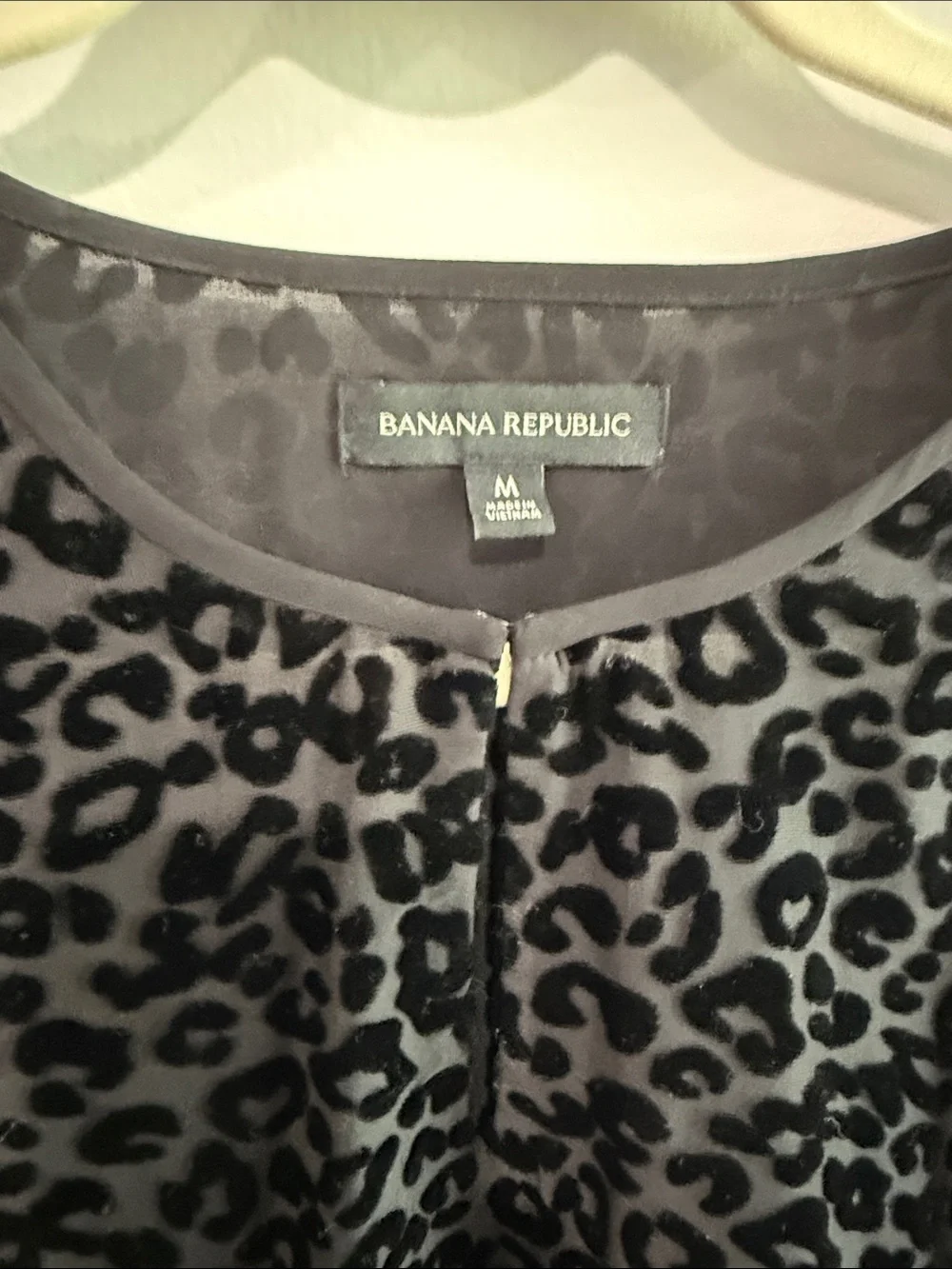 Banana Republic Black Leopard Print Long Sleeve Blouse